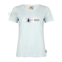 Damski T-shirt peace-love-beach, niebieski