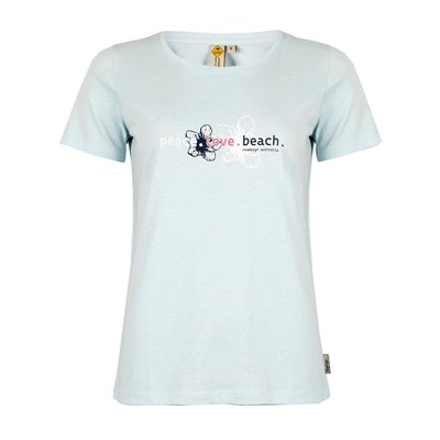 Damski T-shirt peace-love-beach, niebieski