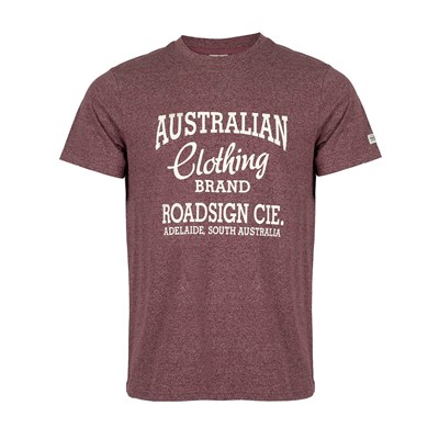 Roadsign Męski T-shirt  bordowy melanż