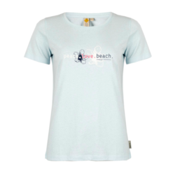 Damski T-shirt peace-love-beach, niebieski
