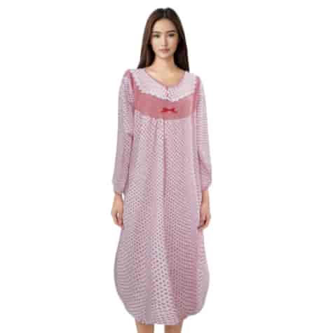 Koszula nocna bawełniana damska z długim rękawem