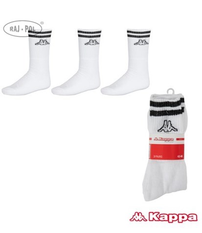Kappa - Skarpetki Tennis Czarne Paski 43-46 3pak