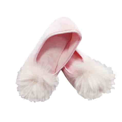Kapcie młodzieżowe/damskie z pomponem z włosia