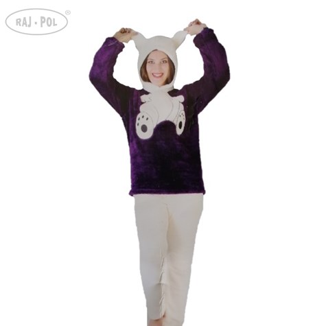 Piżama well soft gruba z kapturem Miś Mix kolorów