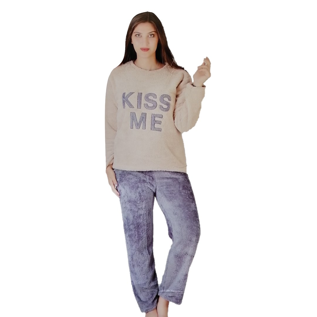 Piżama well soft damska gruba Kiss me  Mix kolorów