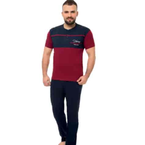 Piżama męska krótki rękaw, długie spodnie Raj-Pol