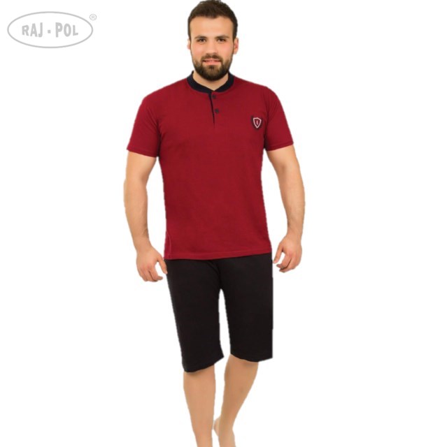 Piżama męska krótki rękaw, krótkie spodnie Raj-Pol