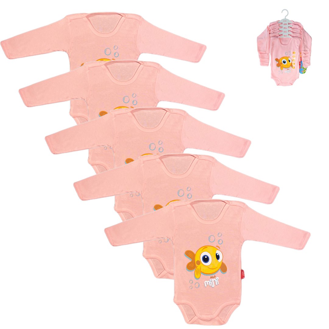 5-PAK Body niemowlęce Pink Mini z długim rękawem