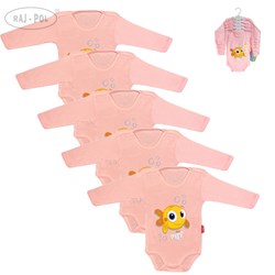 5-PAK Body niemowlęce Pink Mini z długim rękawem