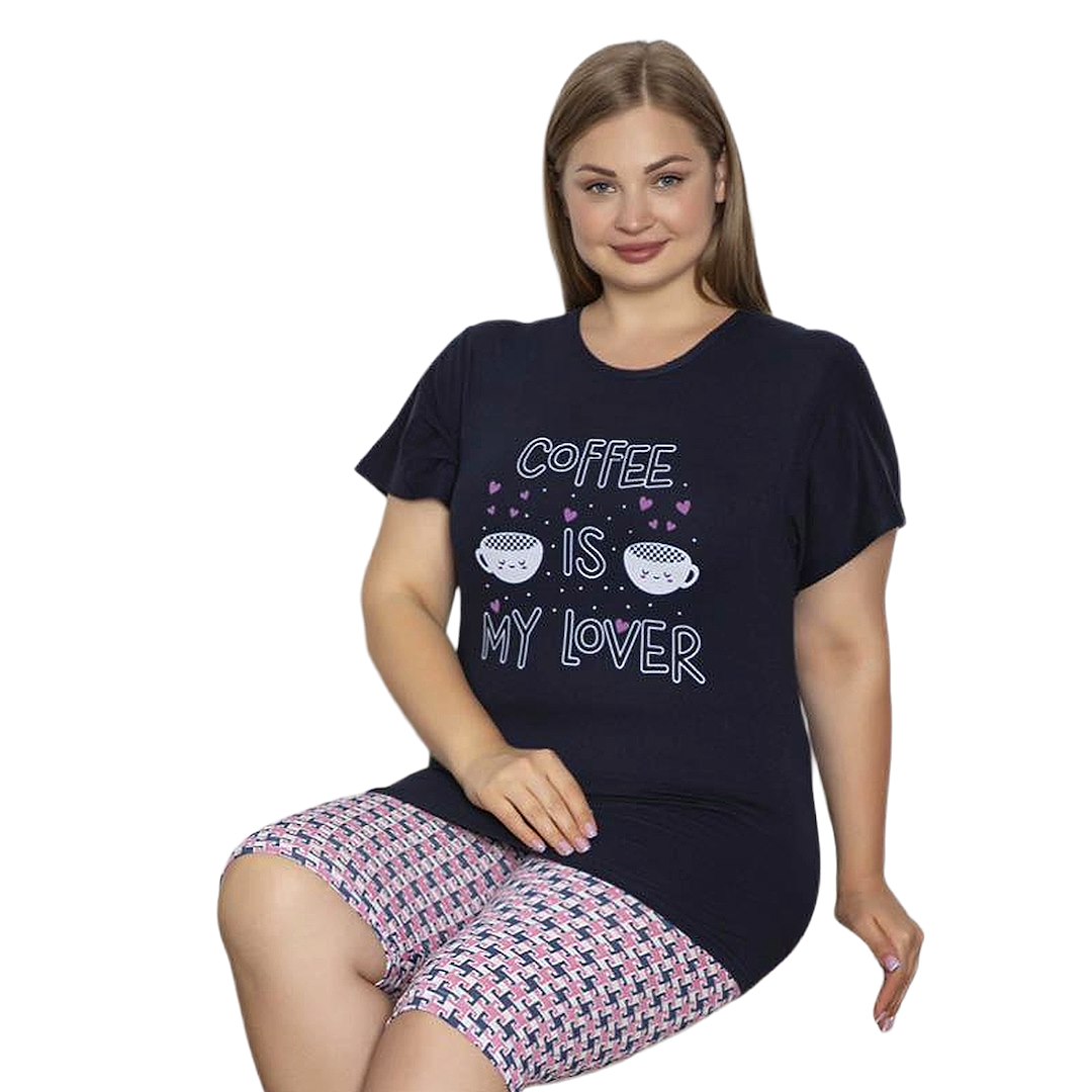 Piżama damska  Coffe is my lover  PATION Plus size