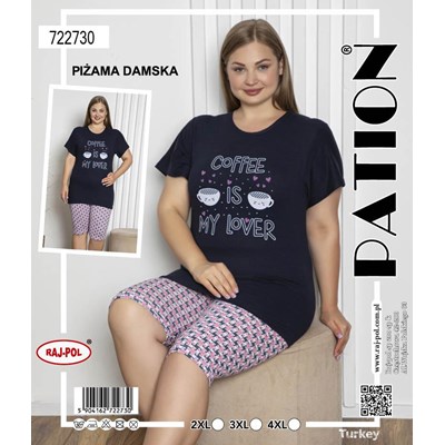 Piżama damska  Coffe is my lover  PATION Plus size