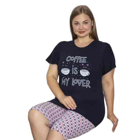 Piżama damska  Coffe is my lover  PATION Plus size