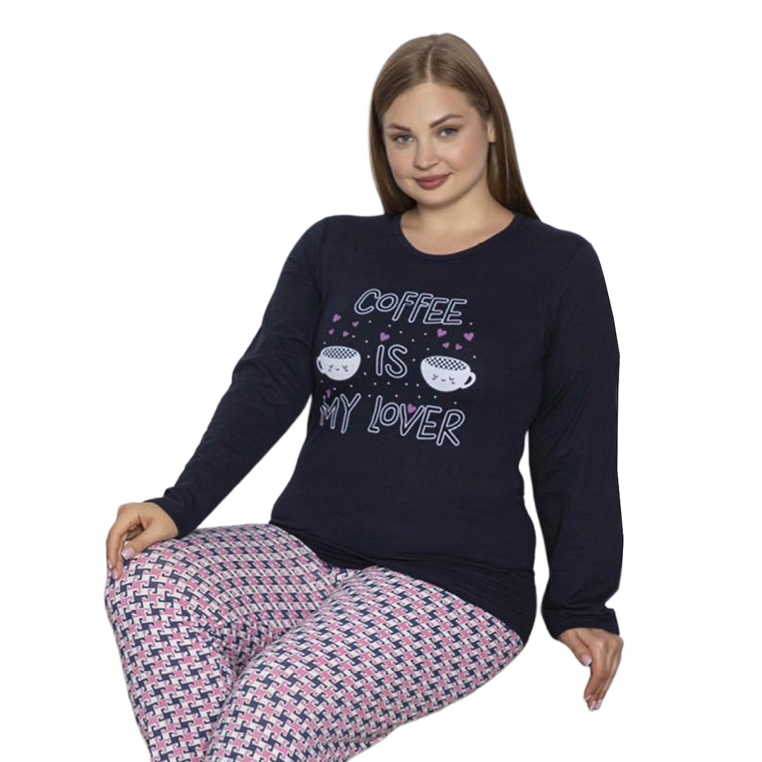 Piżama damska  Coffe is my lover  PATION Plus size