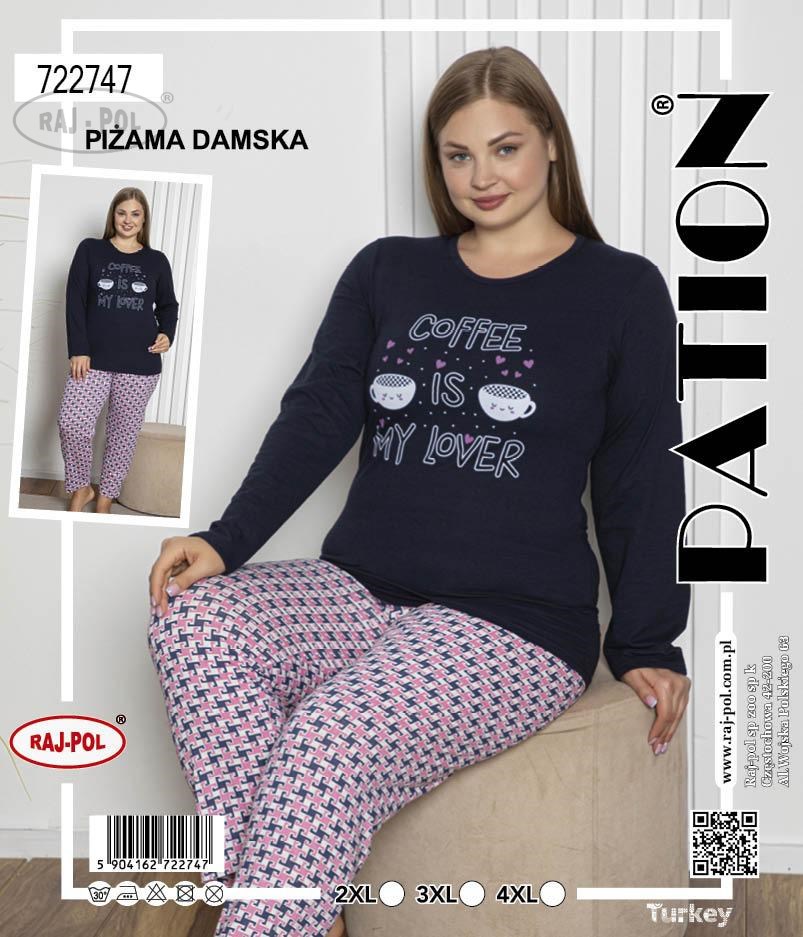 Piżama damska  Coffe is my lover  PATION Plus size