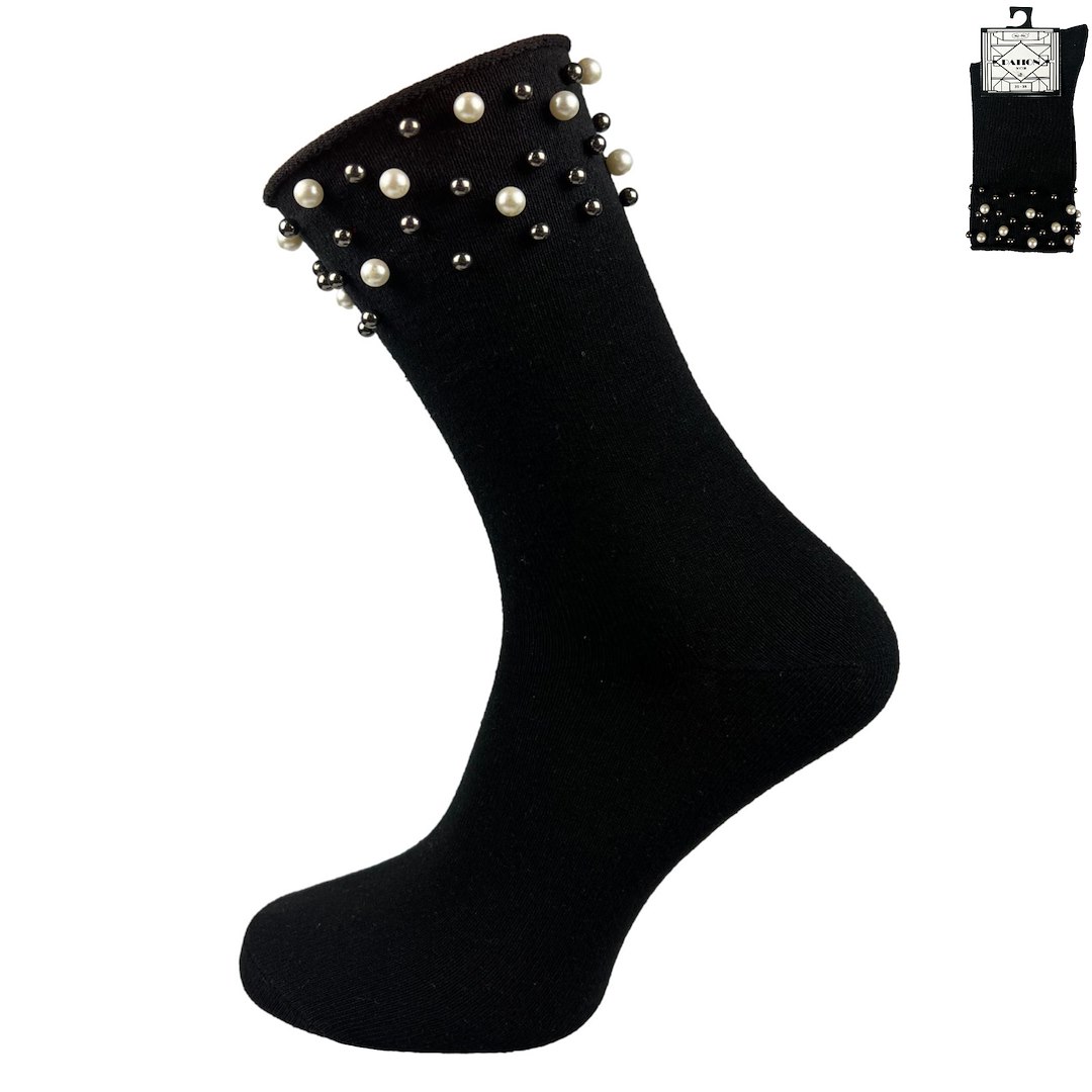 Skarpety damskie z ozdobami bezuciskowe