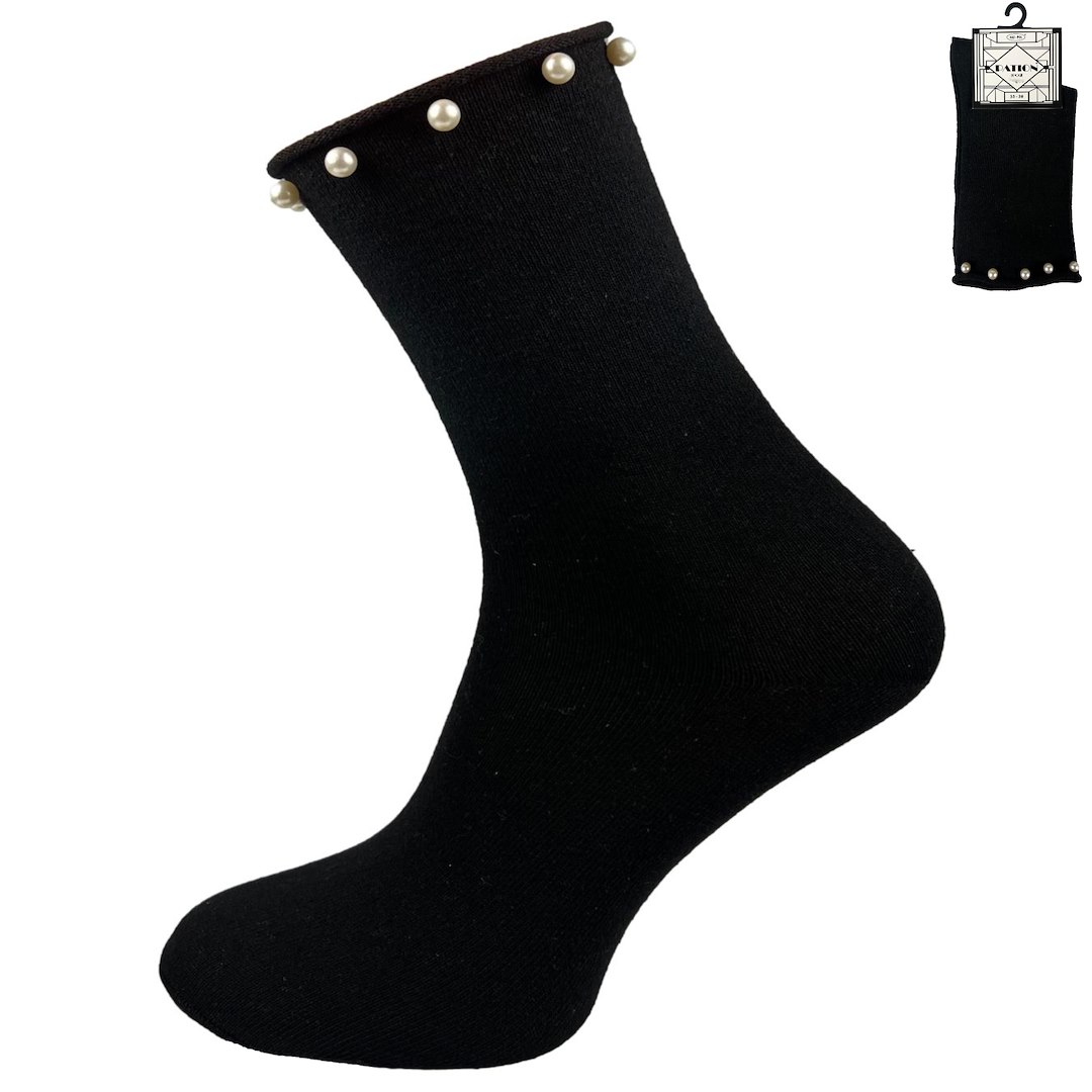 Skarpety damskie z ozdobami bezuciskowe