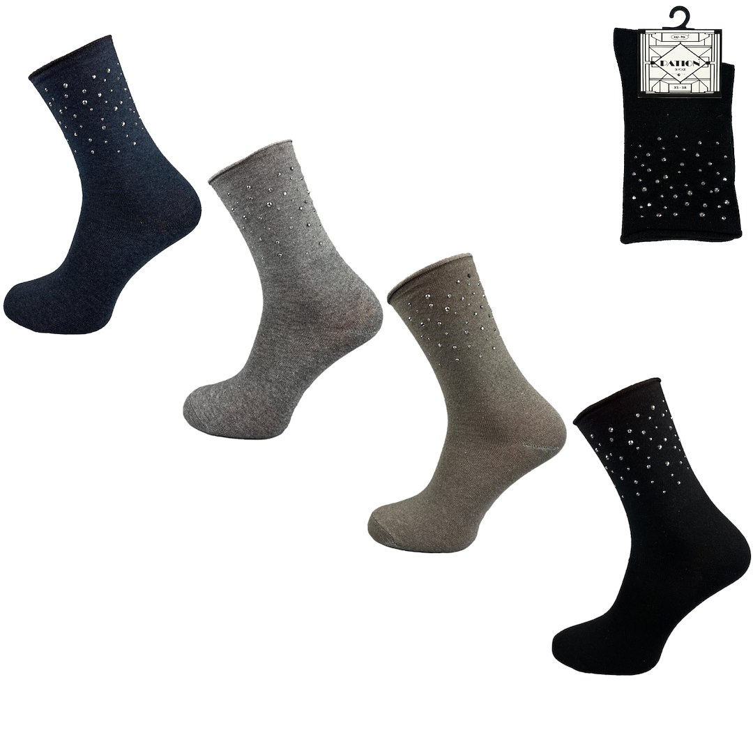 Skarpety damskie z ozdobami bezuciskowe