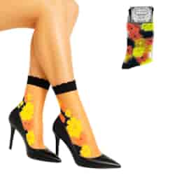 Skarpety stylowe rajstopowe kwiaty ciemne