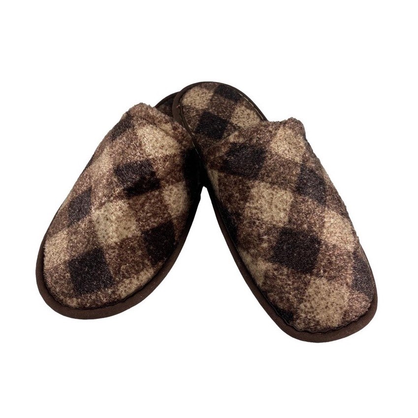 Kapcie męskie Tureckie wzór brązowa kratka