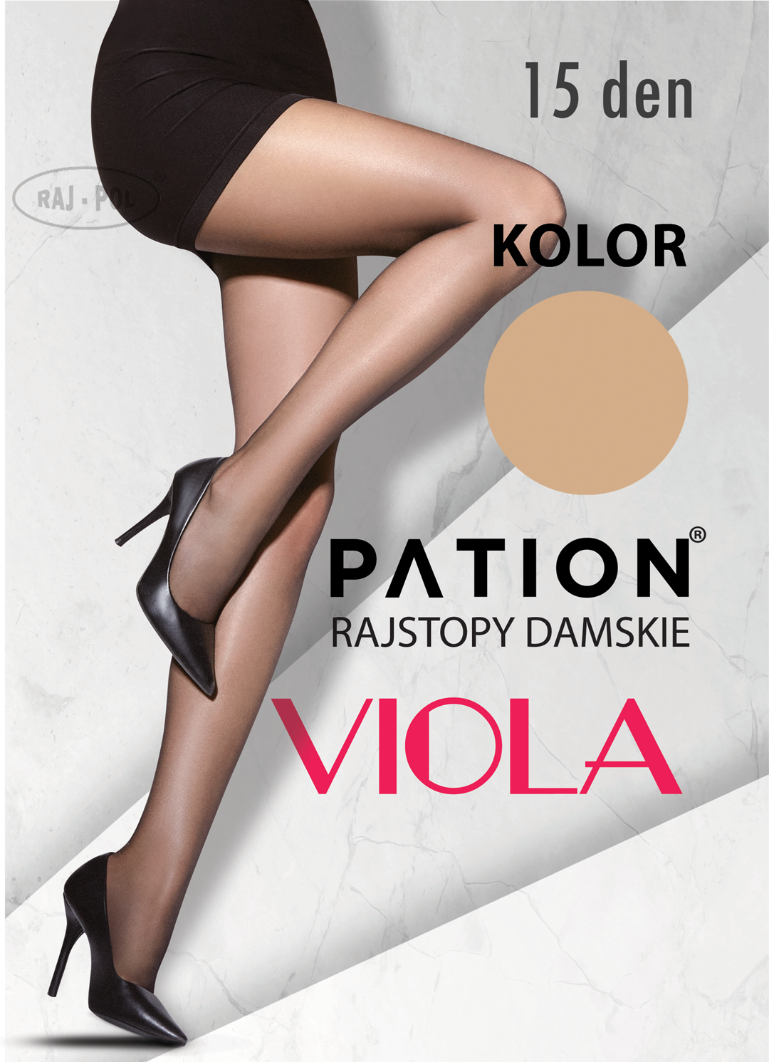 Rajstopy PATION Elastan 15 den Viola - Golden 2