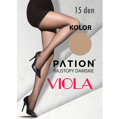 Rajstopy PATION Elastan 15 den Viola - Beige 3
