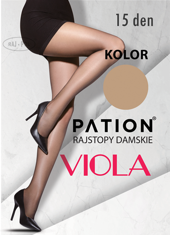 Rajstopy PATION Elastan 15 den Viola - Beige 3