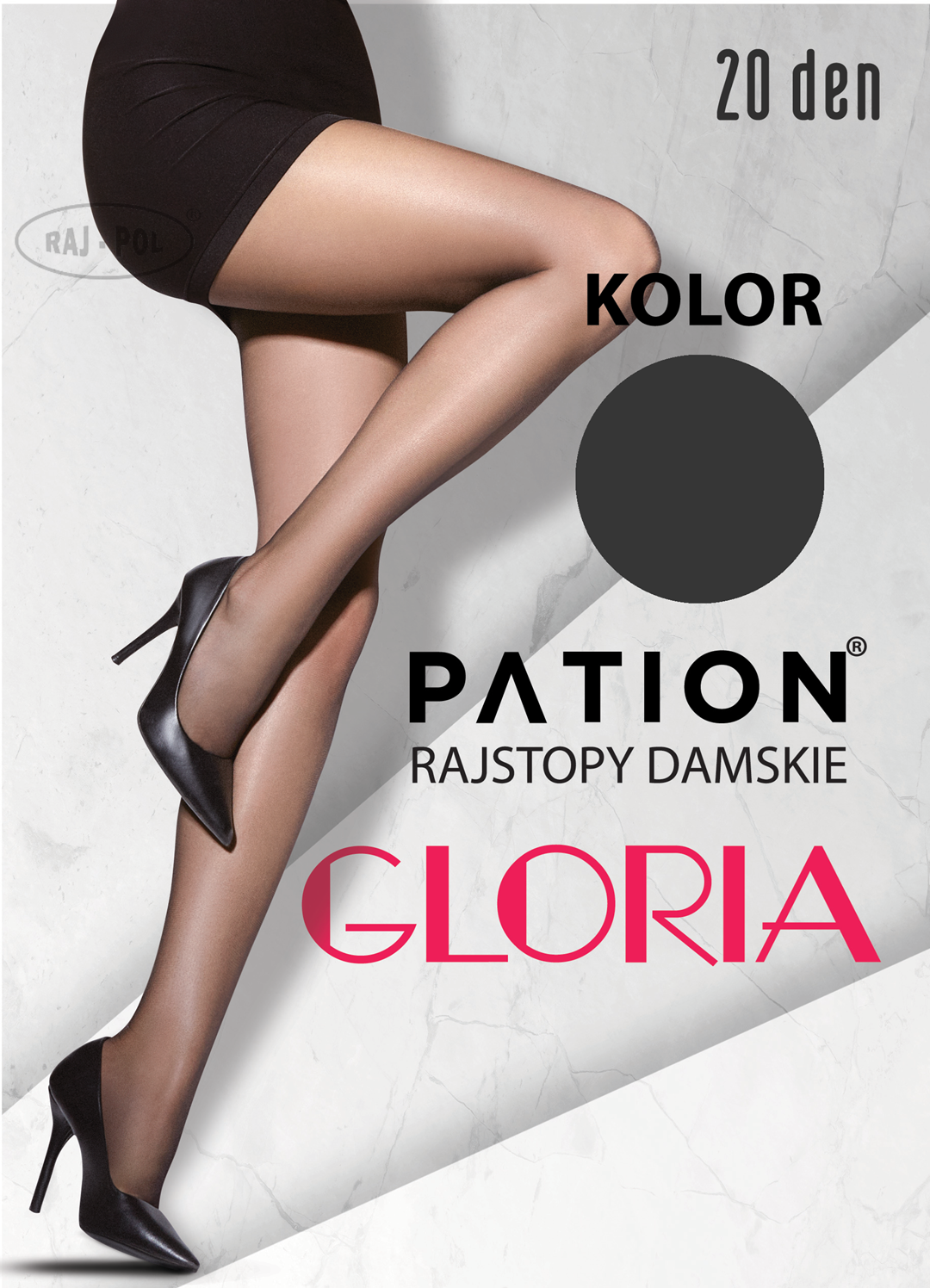 Rajstopy PATION Elastan 20 den Gloria - Grafit 5