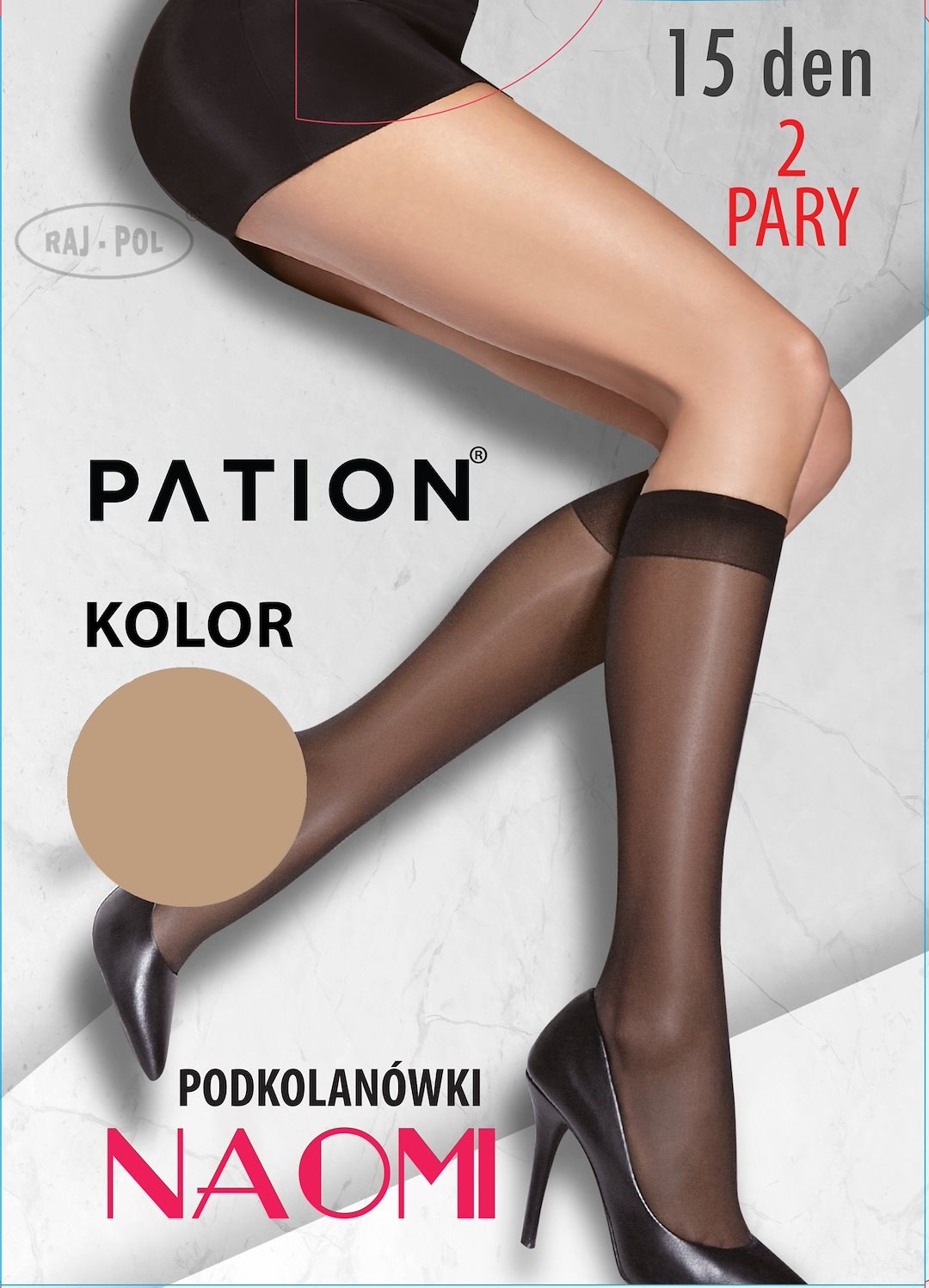 Podkolanówki PATION 15 DEN Naomi Beige 2-PAK