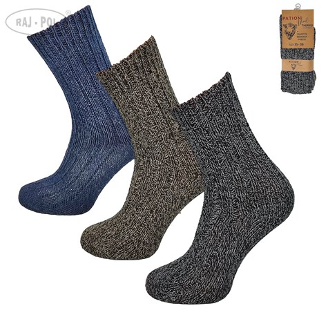 SKARPETA DAMSKA WEŁNIANA PRĄŻEK