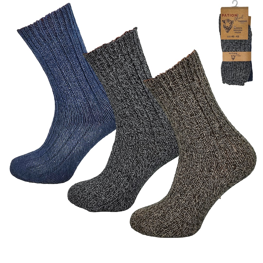 Skarpety męskie wełniane prążek