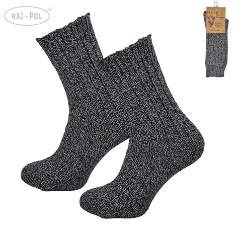 Skarpety męskie wełniane prążkowane