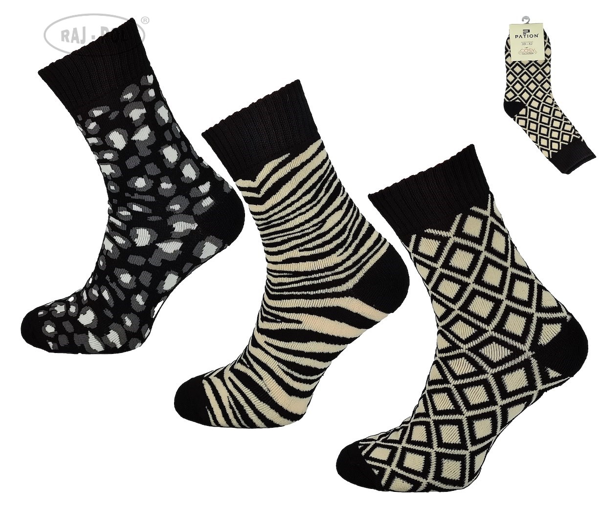 Skarpeta cosy czarna wzorowana mix 35-38 39-42