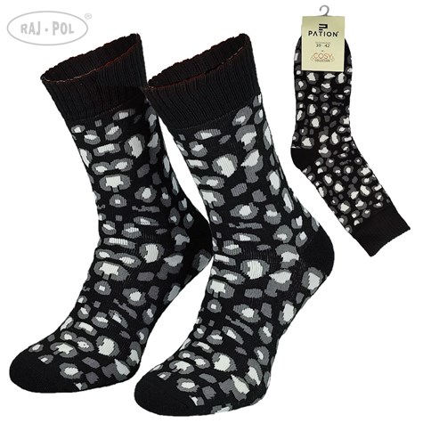 Skarpeta cosy czarna wzorowana cętki 35-38