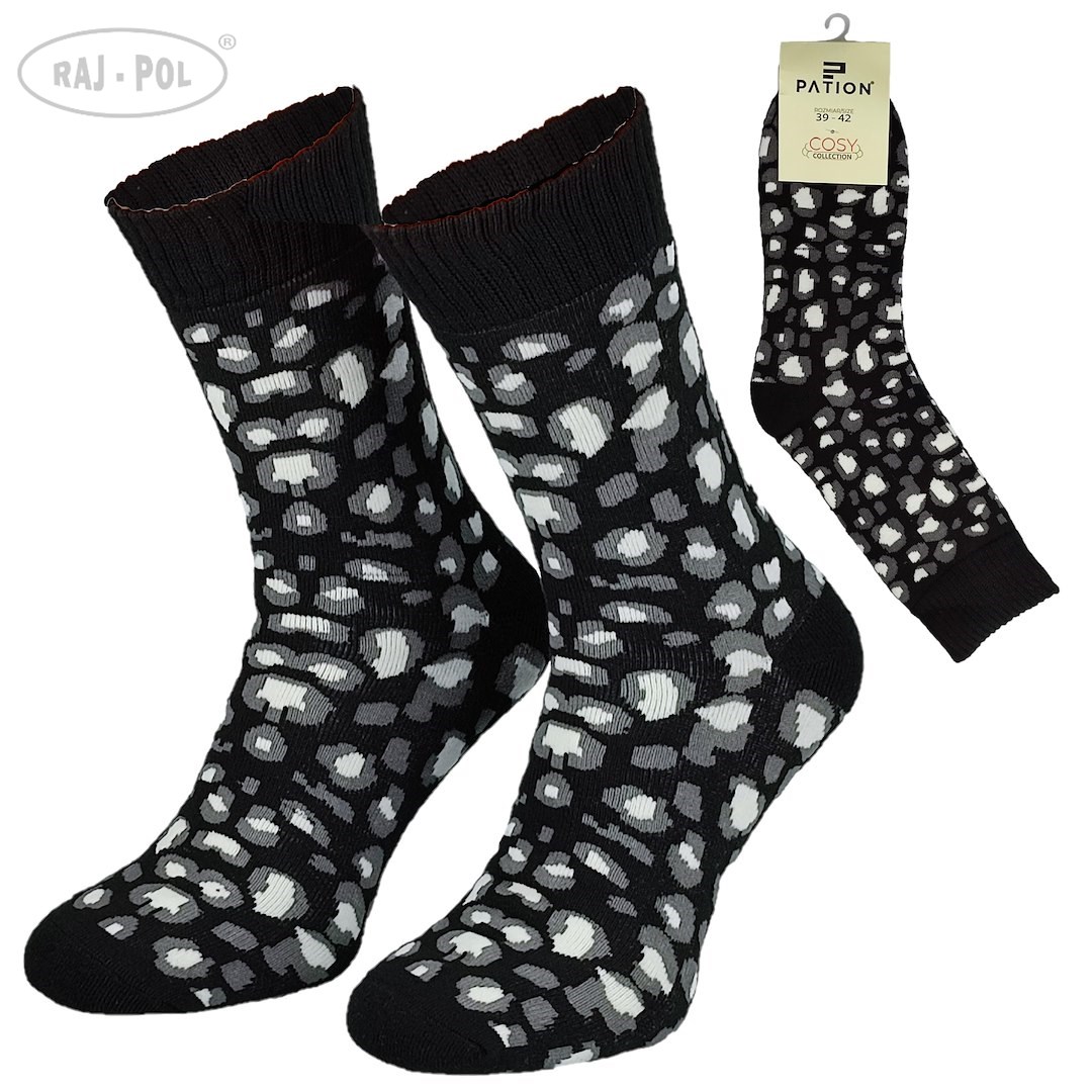 Skarpeta cosy czarna wzorowana cętki 35-38