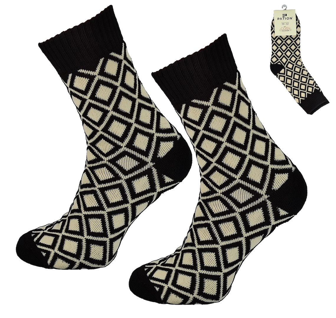 Skarpeta cosy czarna wzorowana romby 35-38