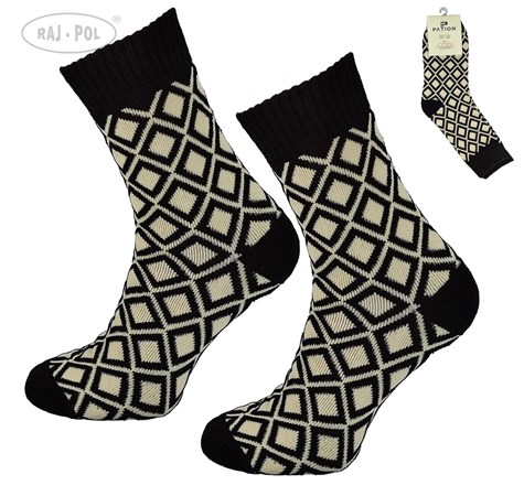 Skarpeta cosy czarna wzorowana romby 35-38