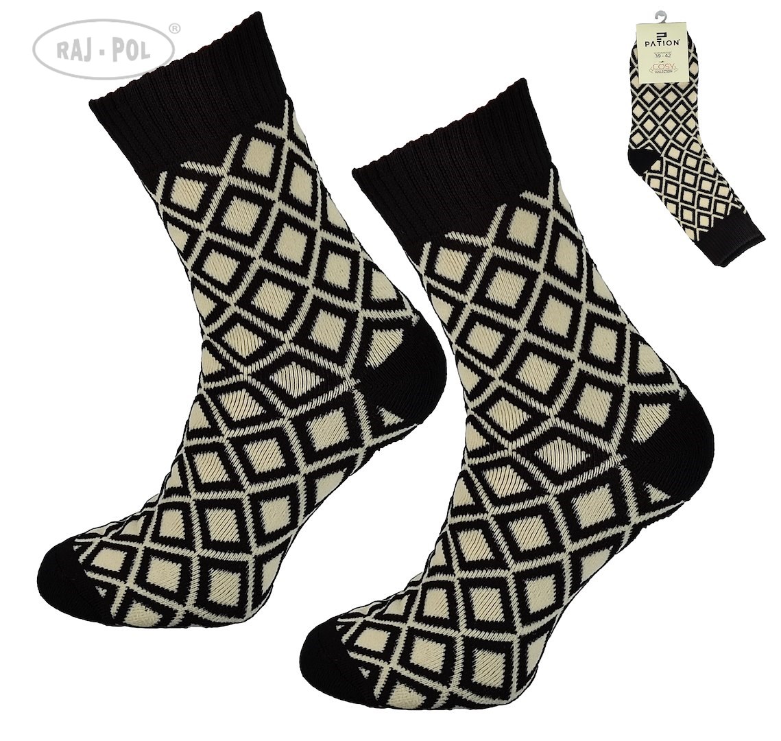 Skarpeta cosy czarna wzorowana romby 35-38