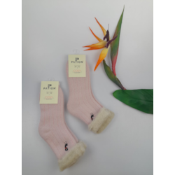 Skarpeta cosy prążki futerko haft różowe 39-42