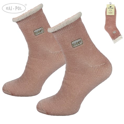 Skarpeta cosy frotka haft różowe 35-38