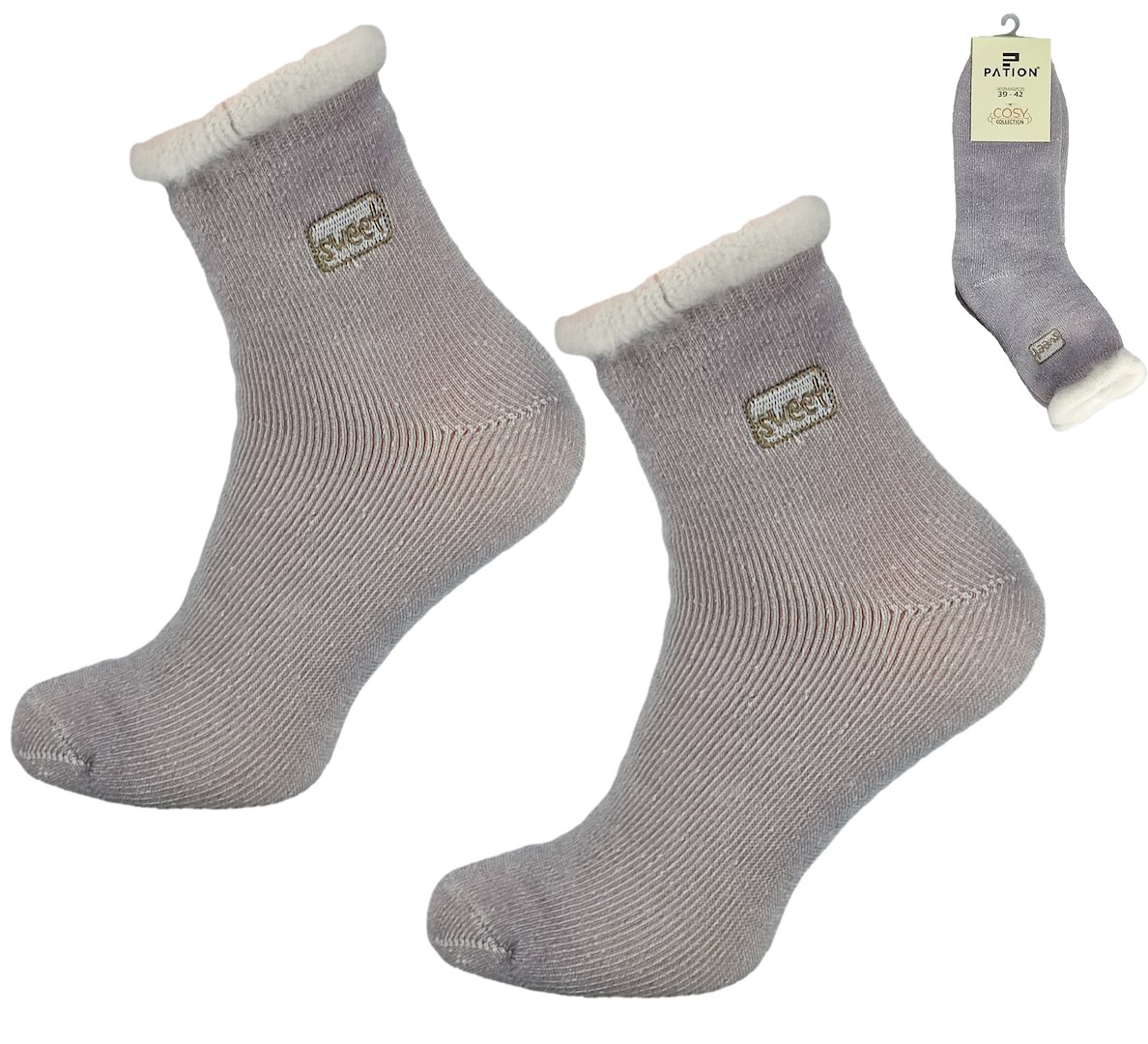 Skarpeta cosy frotka haft niebieskie 35-38