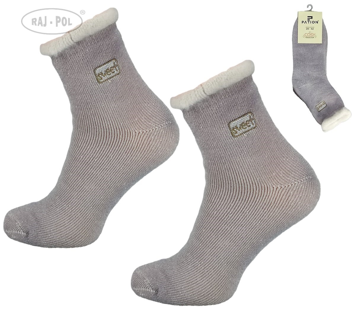 Skarpeta cosy frotka haft niebieskie 35-38