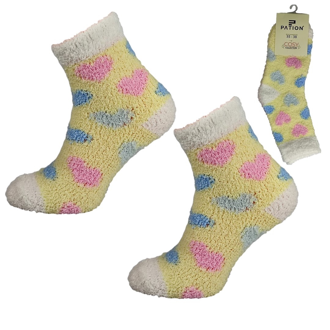 Skarpeta cosy bukla serca żółte 35-38