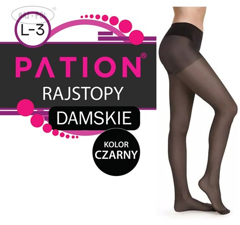 Rajstopy Damskie Czarne PATION L - 3