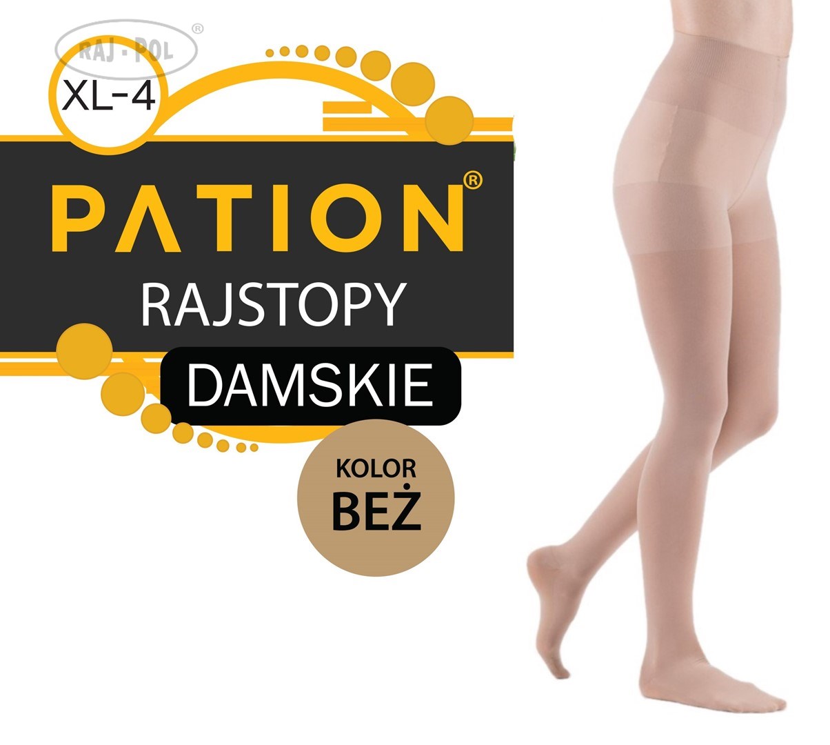 Rajstopy Damskie Elastil Beżowe PATION RozmiarXL-4