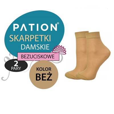 Skarpetki Damskie Bezuciskowe Beżowe PATION 2-PAK