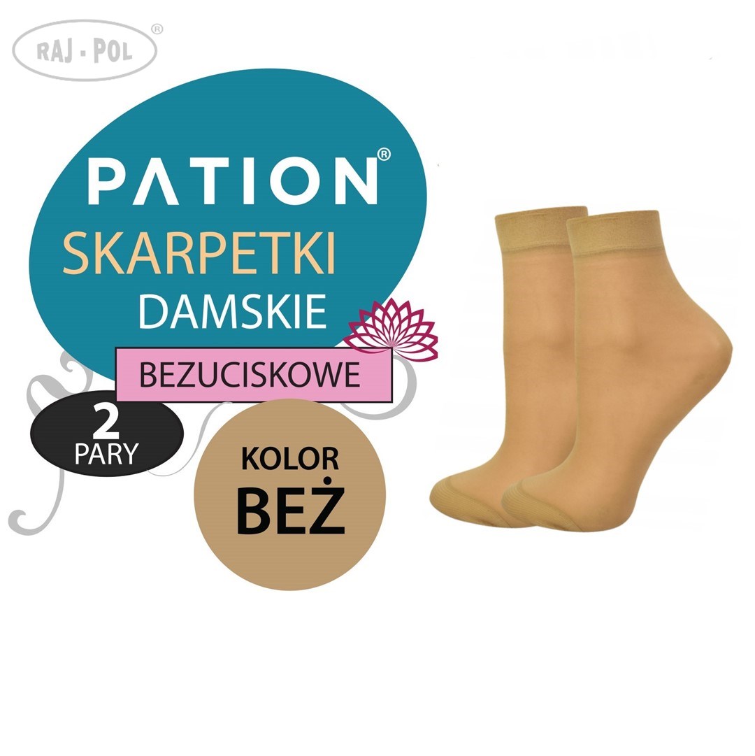 Skarpetki Damskie Bezuciskowe Beżowe PATION 2-PAK