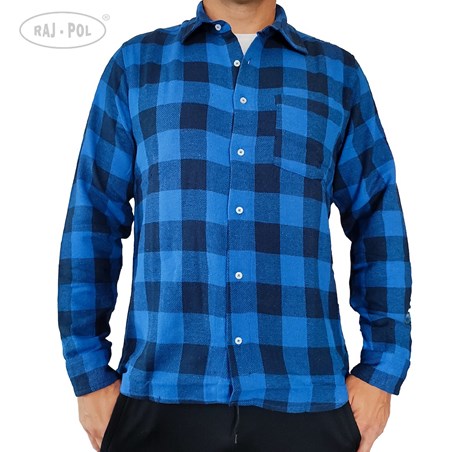 Koszula flanelowa wzór kratka granatowo-niebieska