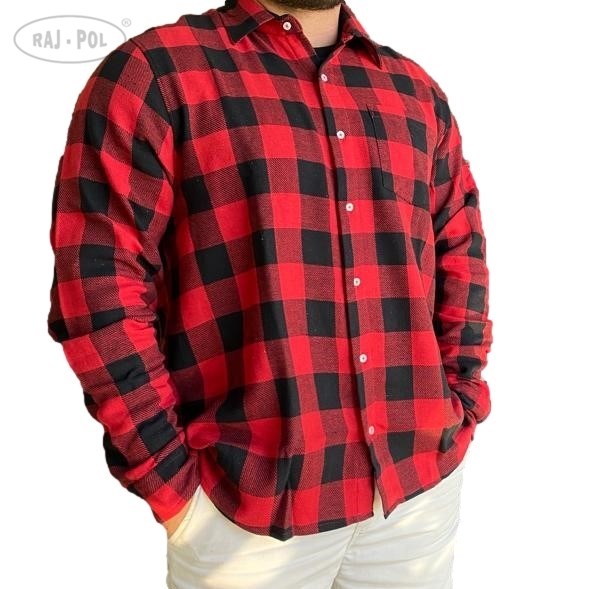 Koszula flanelowa wzór kratka czerwono-czarna