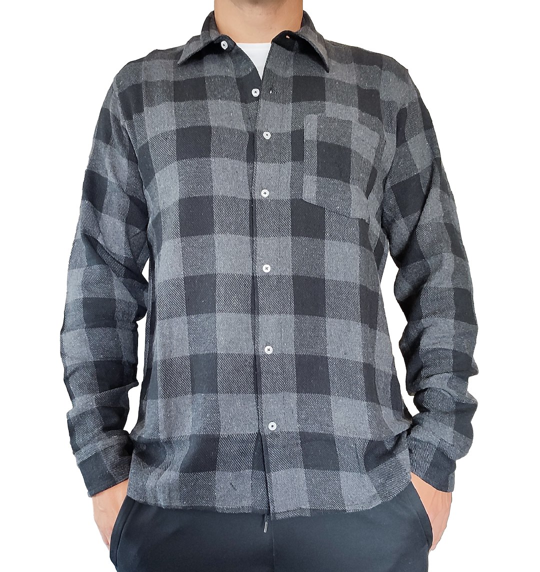 Koszula flanelowa wzór kratka szaro-czarna