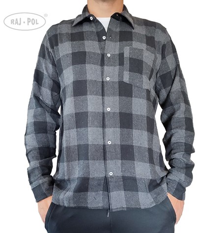 Koszula flanelowa wzór kratka szaro-czarna